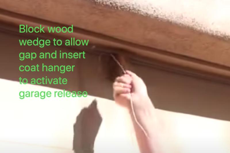 Garage door security release blocker