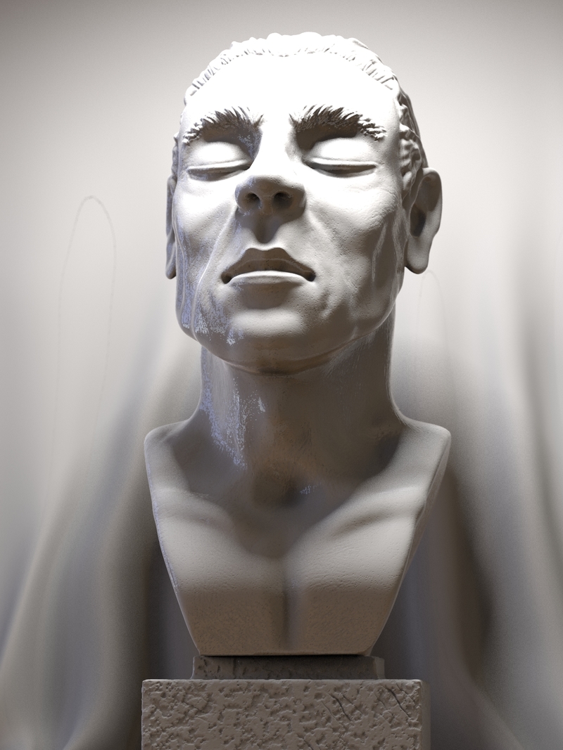 Peaceful portrait sculpture