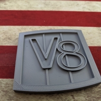 Small Kaiser Jeep style V8 Badge emblem 3D Printing 379718