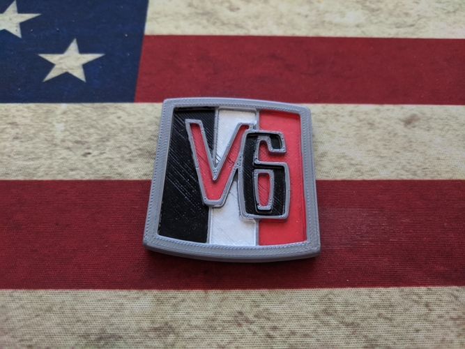 V6 badge Emblem for Classic Jeeps 3D Print 379755