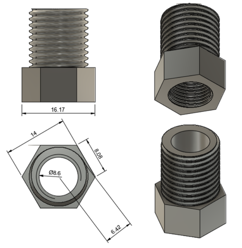 Airbrush Fitting 3D Print 381444