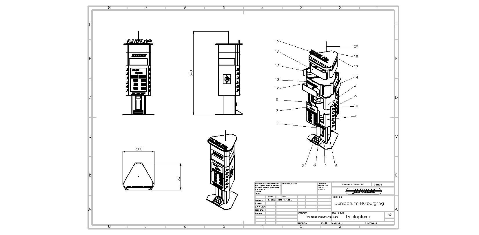 Eigenbau Modell des Dunlopturm vom Nürburgring im Maßstab 1:24 3D Print 381703