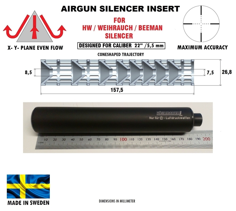 SILENCER - HW insert design caliber .22" / 5,5 mm