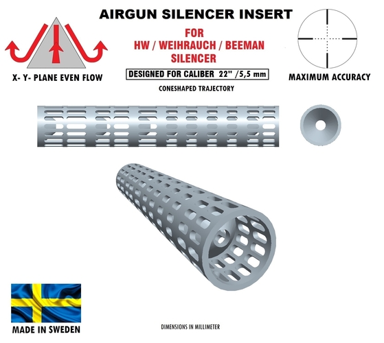 SILENCER - HW insert design caliber .22" / 5,5 mm 3D Print 382062
