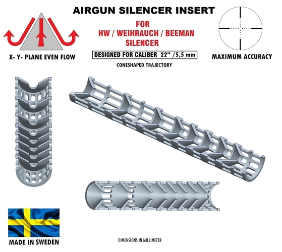 SILENCER - HW insert design caliber .22" / 5,5 mm 3D Print 382064