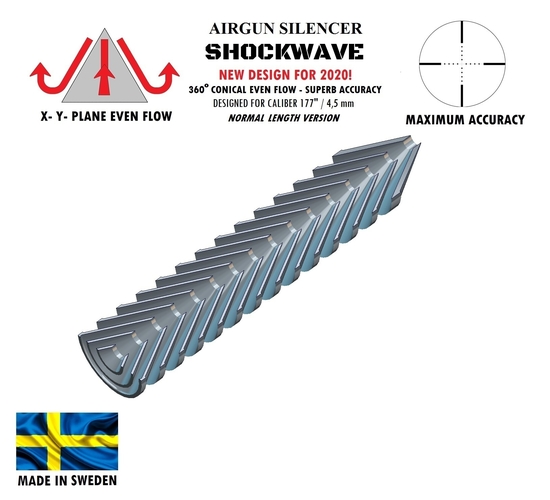 SILENCER SHOCKWAVE 195 mm .177" / 4,5 mm 3D Print 382123