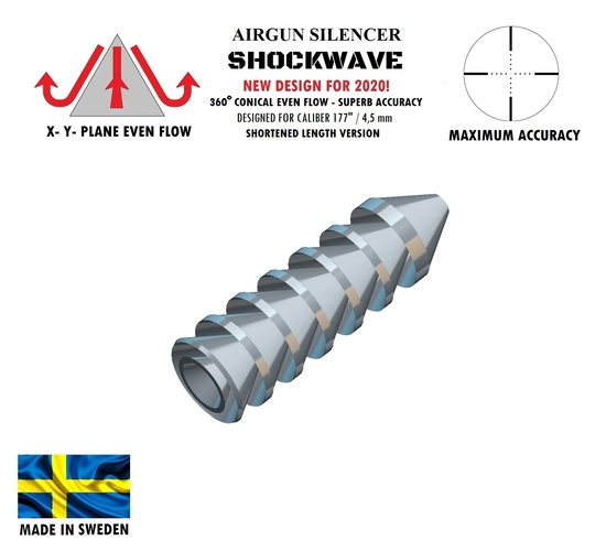 SILENCER SHOCKWAVE 120 mm .177" / 4,5 mm 3D Print 382143