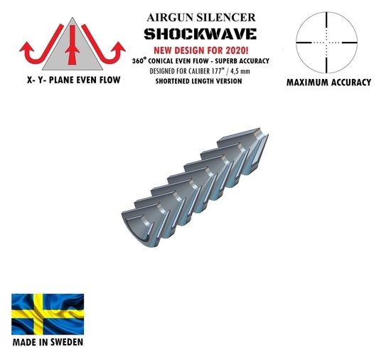 SILENCER SHOCKWAVE 120 mm .177" / 4,5 mm 3D Print 382144