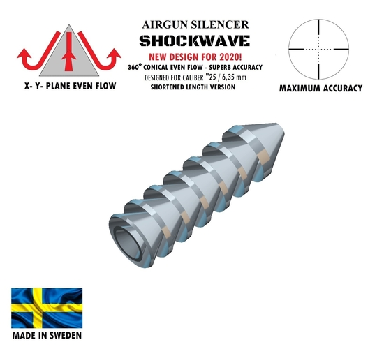 SILENCER SHOCKWAVE 120 mm .30" / 7,62 mm 3D Print 382200