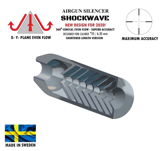 SILENCER SHOCKWAVE 120 mm .30" / 7,62 mm 3D Print 382203