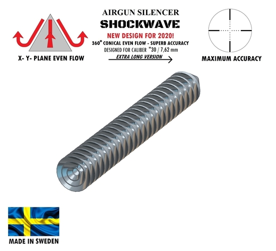 SILENCER SHOCKWAVE 295 mm .30" / 7,62 mm 3D Print 382221