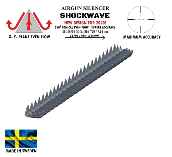 SILENCER SHOCKWAVE 295 mm .30" / 7,62 mm 3D Print 382222