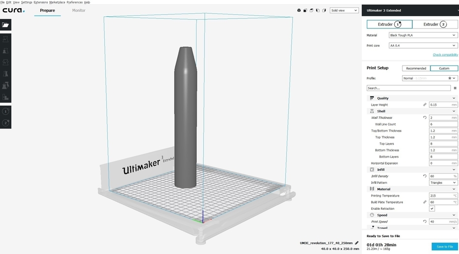 Silencer Revolution 250 mm .22" / 5,5 mm 3D Print 382236