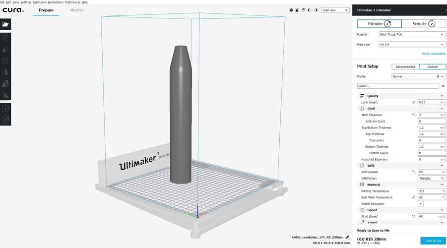 Silencer Revolution 250 mm .30" / 7,62mm 3D Print 382260