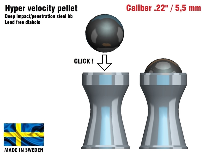 Hyper velocity pellet .22" / 5,5 mm 3D Print 382263