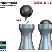 Small Hyper velocity pellet .22" / 5,5 mm 3D Printing 382263