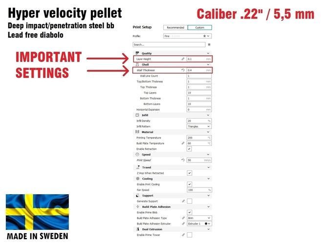 Hyper velocity pellet .22" / 5,5 mm 3D Print 382270