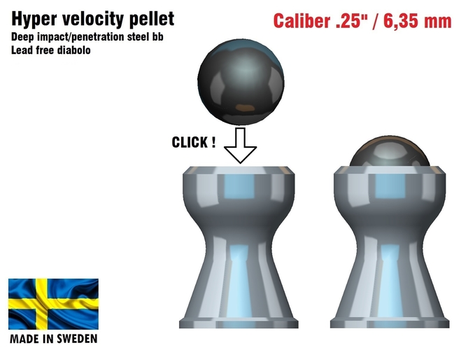 Hyper velocity pellet .25" / 6,35 mm 3D Print 382276