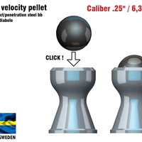Small Hyper velocity pellet .25" / 6,35 mm 3D Printing 382276