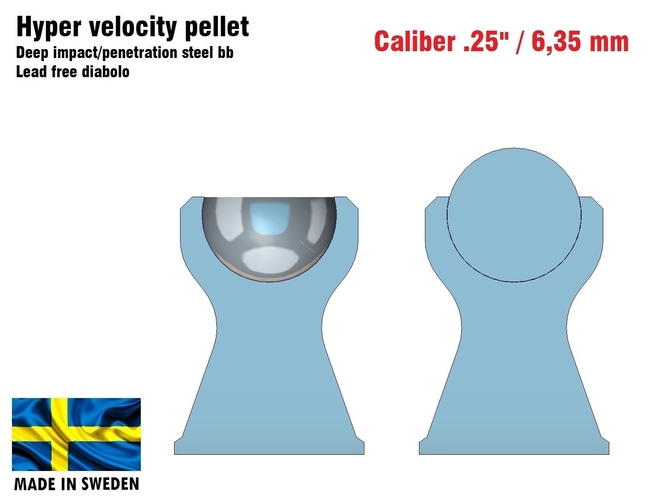 Hyper velocity pellet .25" / 6,35 mm 3D Print 382278
