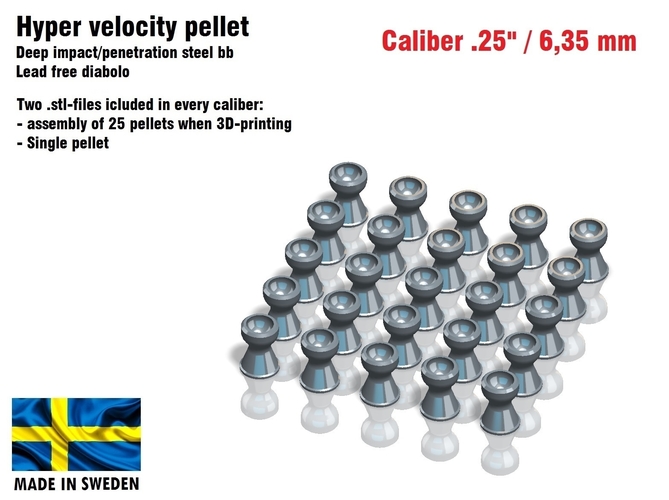 Hyper velocity pellet .25" / 6,35 mm 3D Print 382280