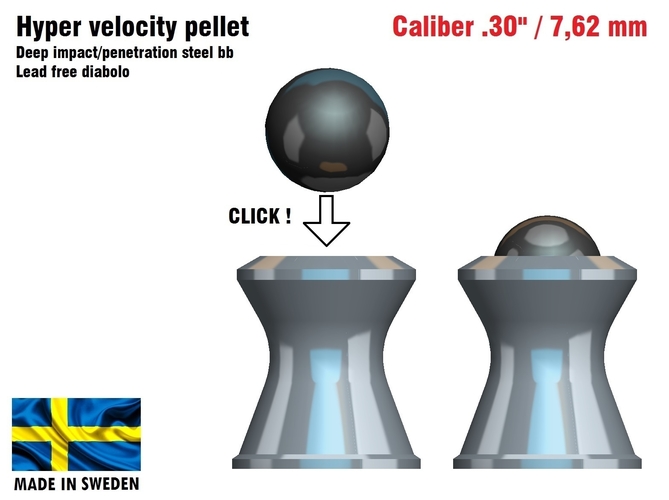 Hyper velocity pellet .30" / 7,62 mm 3D Print 382289