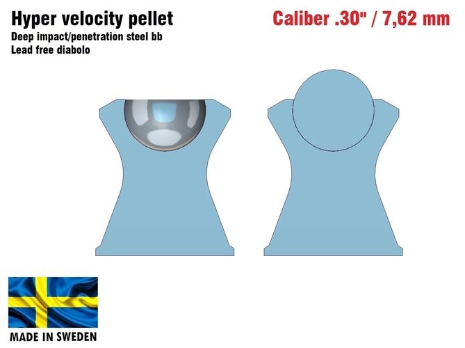 Hyper velocity pellet .30" / 7,62 mm 3D Print 382291