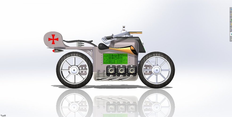 Dieselpunk Motorbike - Digital Table Clock Case 3D Print 38253