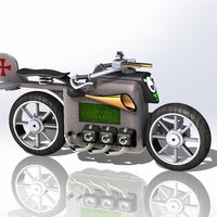 Dieselpunk Motorbike - Digital Table Clock Case - Thumbnail 2