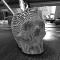 Small Wireframe Skull Pencil Holder 3D Printing 382574