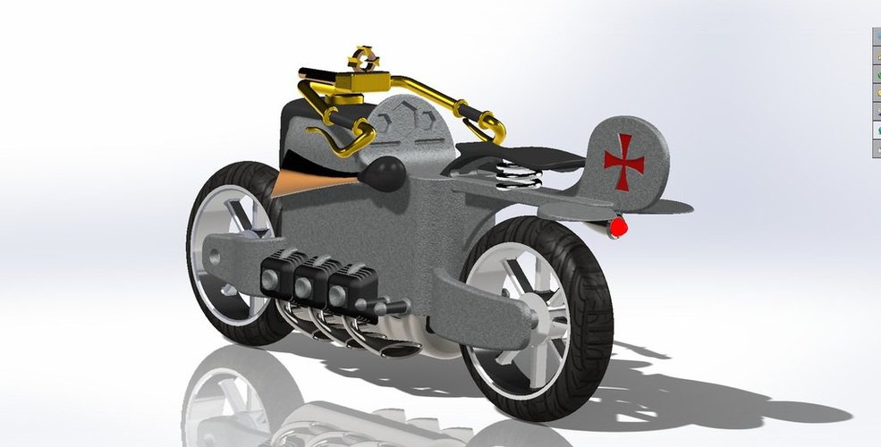Dieselpunk Motorbike - Digital Table Clock Case 3D Print 38260