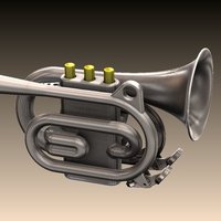 Small Pocket Cornet - Trumpet 1:2 size 3D Printing 38268