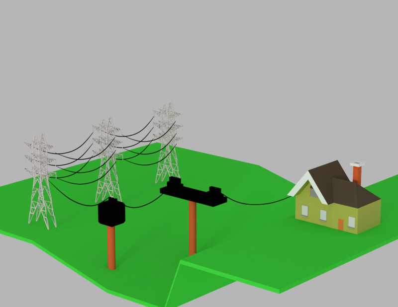 electric power tower 3D model Low-poly 3D model