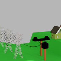 electric power tower 3D model Low-poly 3D model - Thumbnail 3