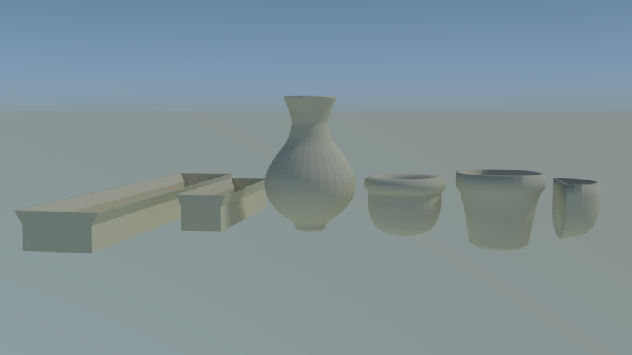 Collection of pots for plants and flowers 3D Print 385335