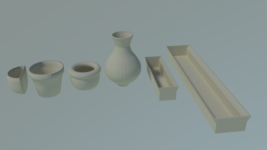 Collection of pots for plants and flowers 3D Print 385336