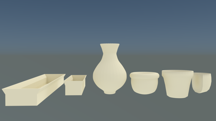 Collection of pots for plants and flowers 3D Print 385339