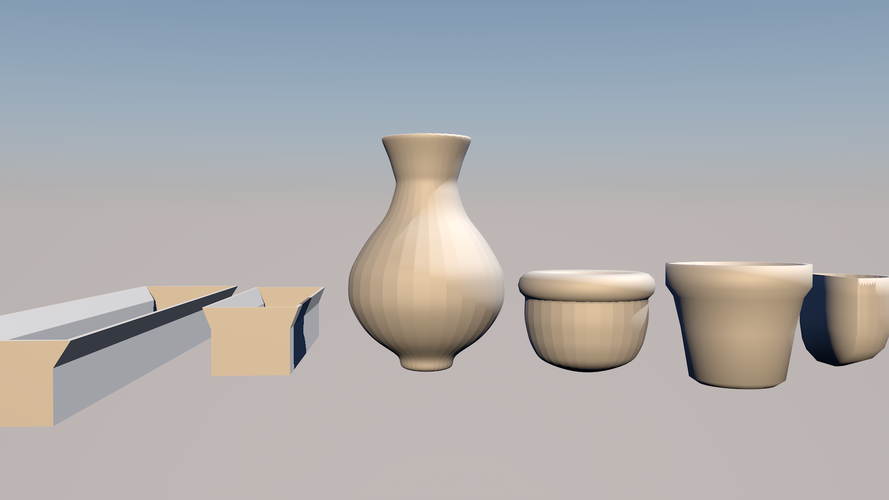 Collection of pots for plants and flowers 3D Print 385340
