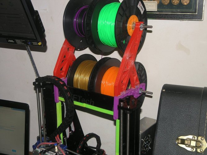 << UPDATED >> Double Height Spool Holder for 8 mm. Acrylic frame 3D Print 38544