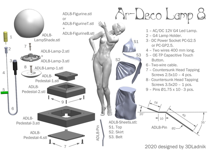 3D printed lamp "Woman carrying light"  3D Print 385553