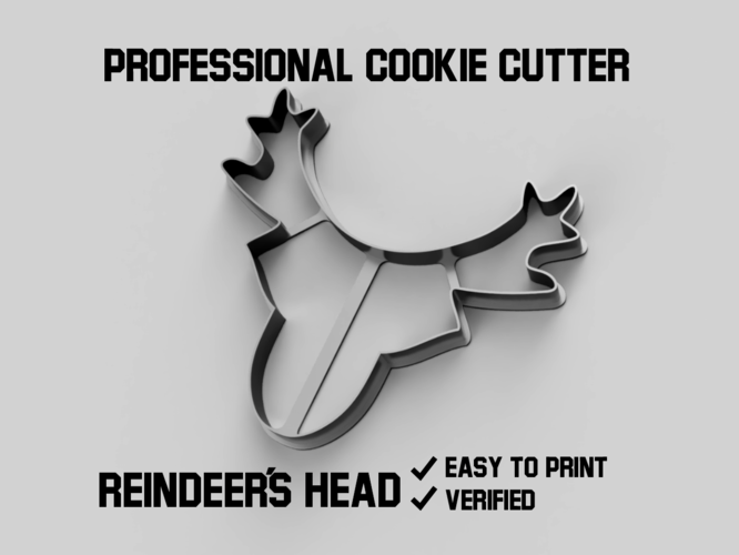 Reindeer´s head cookie cutter 3D Print 386453