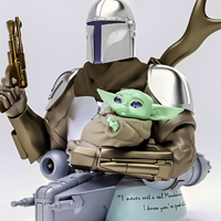 Small BABY YODA and The MANDALORIAN Bust 3D Printing 386486