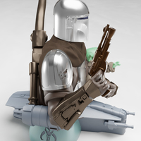 BABY YODA and The MANDALORIAN Bust - Thumbnail 16