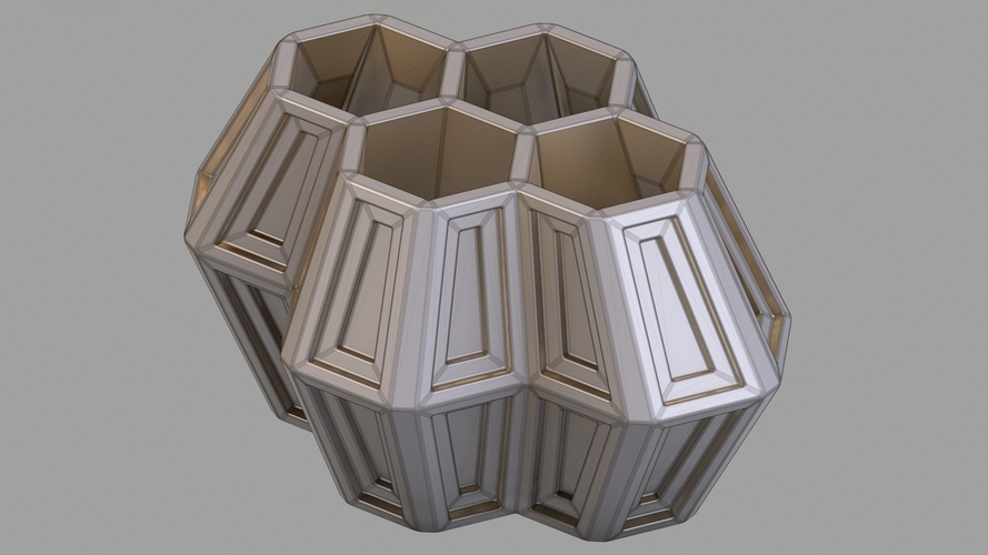 4 Hexa Flower Pot 3D Print 386522