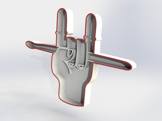 "Horns" "That rocks" "Коза" cookie cutter 3D Print 387073