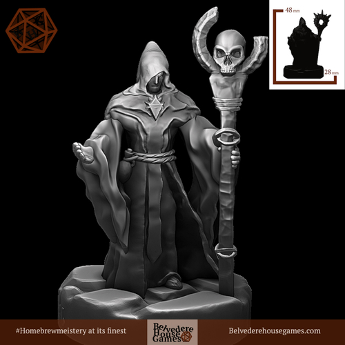 Dark Wizard 28mm Support Free 3D Print 387208