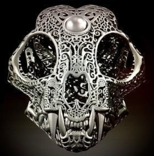 Filigree Anatomical Bobcat Skull 3D Print 387290