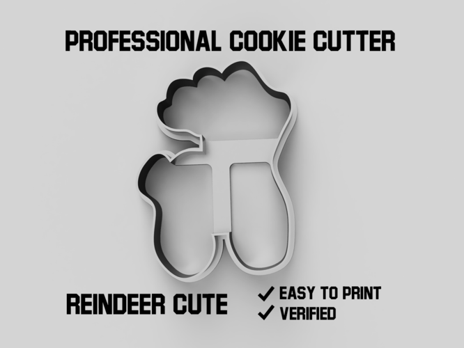 Reindeer cute cookie cutter 3D Print 387785