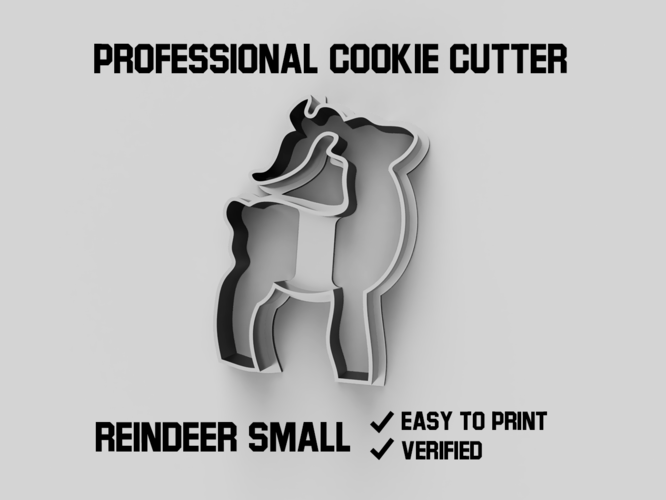 Reindeer small cookie cutter 3D Print 387786