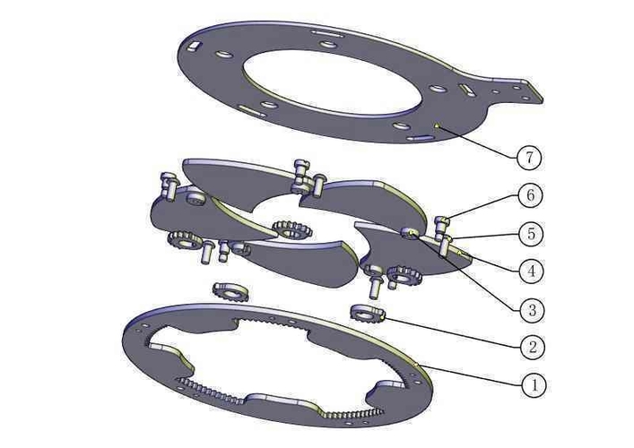 Rotating iris mechanism-5 blades-gear-circle 3D Print 387972